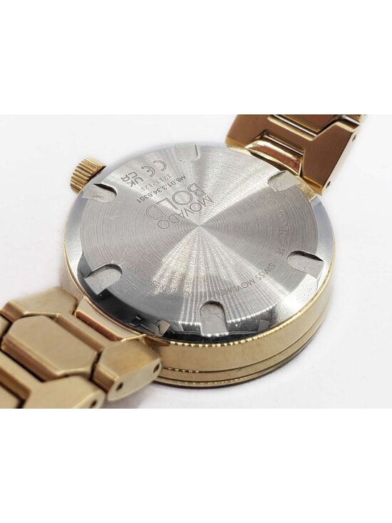 Movado Bold Ladies Wristwatch Gold Tone Pave Dial 3600492